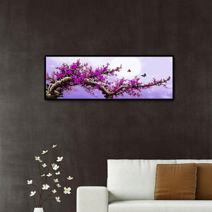 Arbre violet - diamant rond complet - 80x30cm