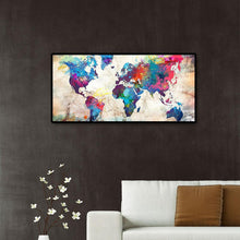 Charger l&#39;image dans la galerie, Carte du monde - diamant rond complet - 80x40cm
