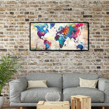 Charger l&#39;image dans la galerie, Carte du monde - diamant rond complet - 80x40cm
