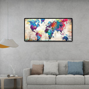 Carte du monde - diamant rond complet - 80x40cm