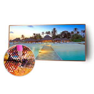 Villa de plage - diamant rond complet - 80x40cm