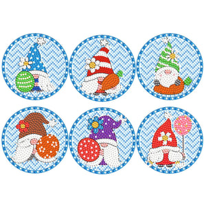 6pcs/set +1 rack de stockage-Fleurs-Bois Diamond Coaster