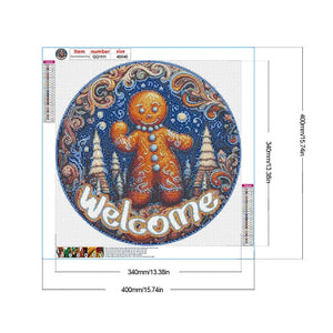 Garçon en pain d'épice de Noël - Peinture diamant ronde complète - 40 x 40 cm