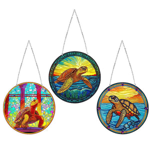 Pendentif tortue de mer-perceuse latérale simple-diamant