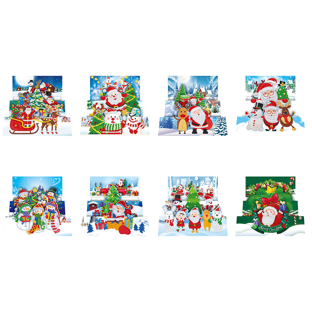 8pcs/Set-Christmas-Diamond Cartes de voeux