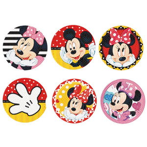 6pcs/set +1 rack de stockage-Fleurs-Bois Diamond Coaster