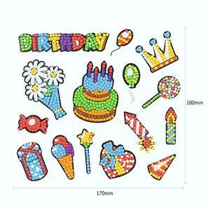 14pcs-Birthday Cake-Diamond Painting Autocollants
