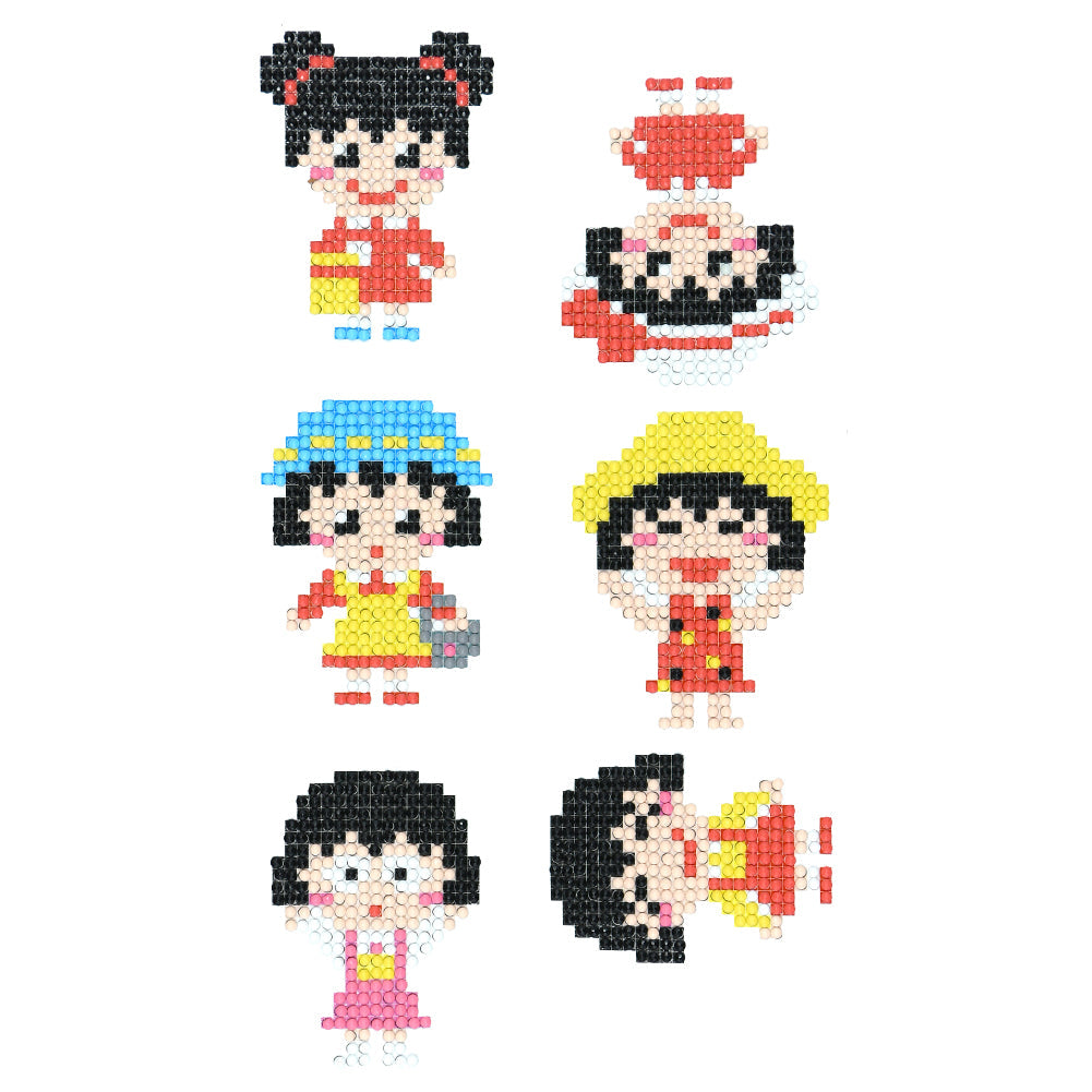 6pcs-Girl-Diamond Painting Autocollants