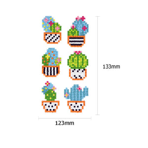6pcs-Cactus-Diamond Painting Autocollants