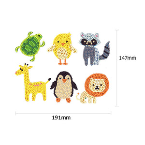 6pcs-Animal-Diamond Painting Autocollants