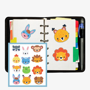 12pcs-Animal-Diamond Painting Autocollants