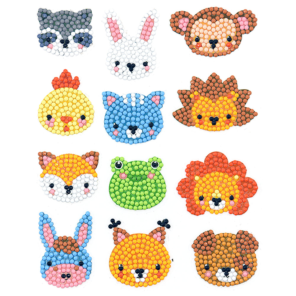 12pcs-Animal-Diamond Painting Autocollants