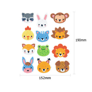 12pcs-Animal-Diamond Painting Autocollants