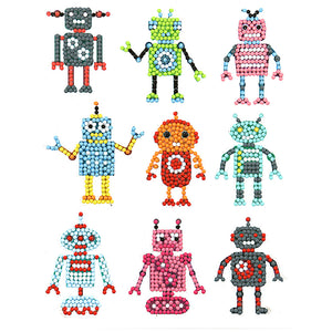 9pcs-Hyperactive Robot-Diamond Painting Autocollants