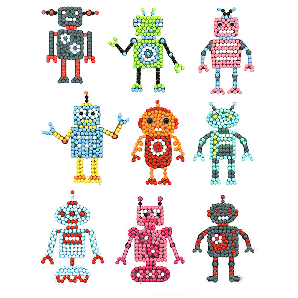 9pcs-Hyperactive Robot-Diamond Painting Autocollants