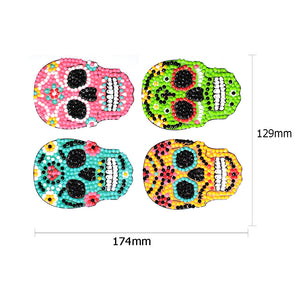 4pcs-Four Color Skull-Diamond Painting Autocollants