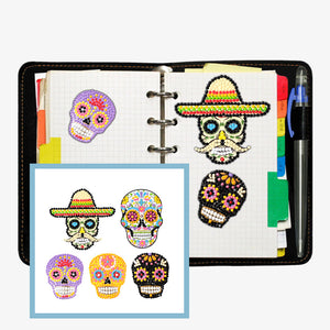 5pcs-Five Color Skull-Diamond Painting Autocollants