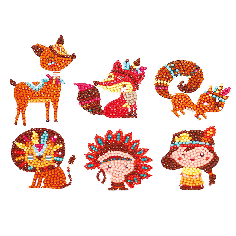 6pcs-Animal-Diamond Painting Autocollants