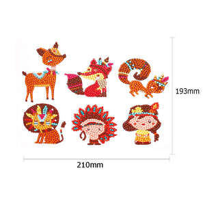 6pcs-Animal-Diamond Painting Autocollants