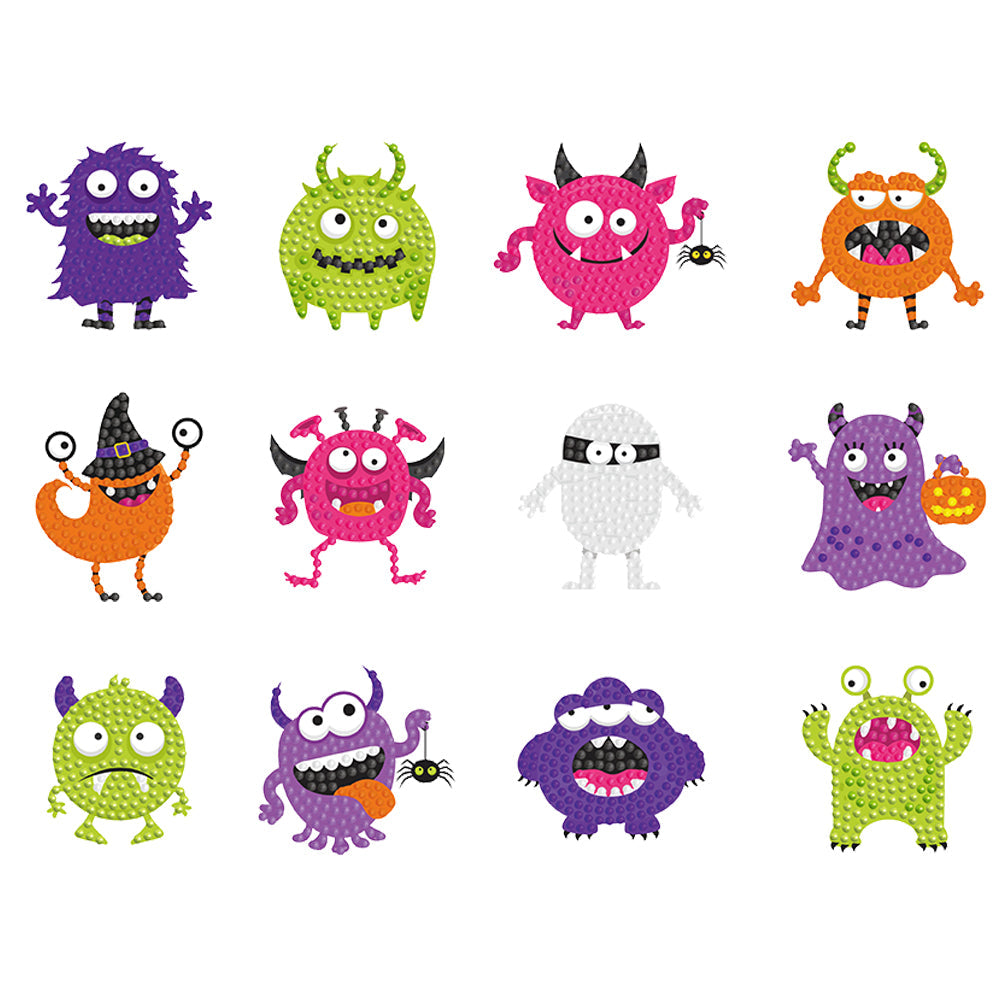 12pcs-Monster-Diamond Painting Autocollants