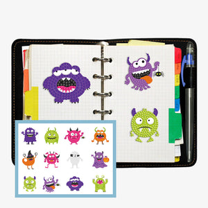 12pcs-Monster-Diamond Painting Autocollants