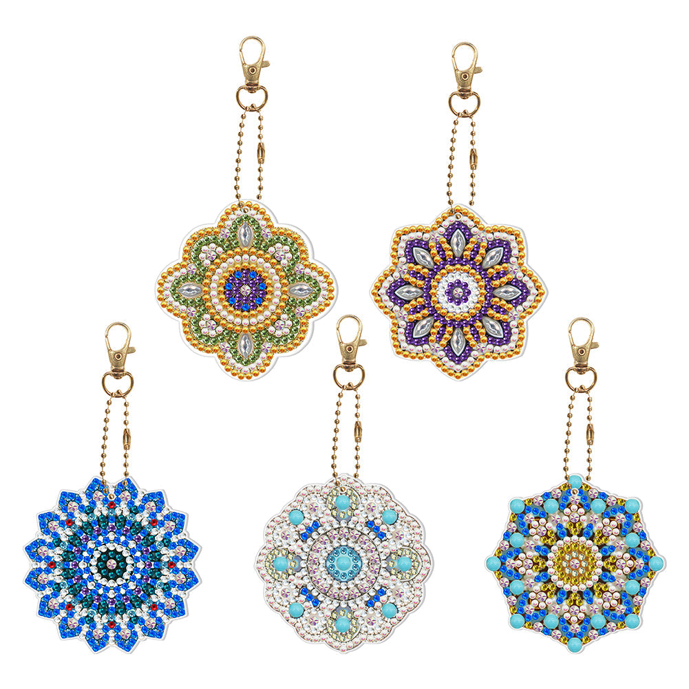 5pièces Mandala simple face Porte-clés
