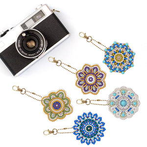 5pièces Mandala simple face Porte-clés
