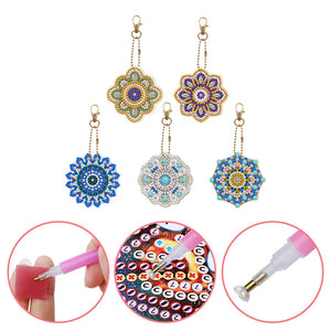 5pièces Mandala simple face Porte-clés