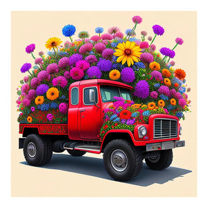 voiture de fleurs-Vollbild Diamond Painting