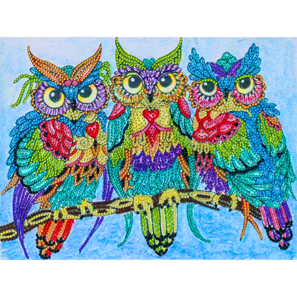 Hibou en forme de cristal spécial diamant peinture 40*30 cm