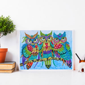 Hibou en forme de cristal spécial diamant peinture 40*30 cm