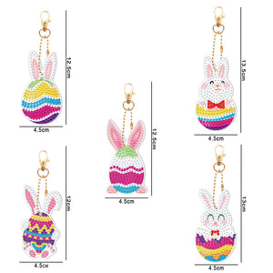 5pièces Lapin Simple face Porte-clés