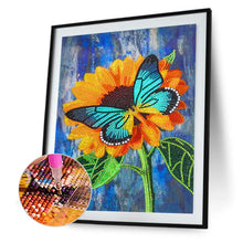 Charger l&#39;image dans la galerie, Papillon Tournesol Spécial En Forme De Cristal Diamant Peinture 30*40cm
