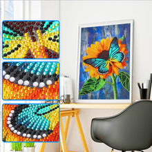 Charger l&#39;image dans la galerie, Papillon Tournesol Spécial En Forme De Cristal Diamant Peinture 30*40cm
