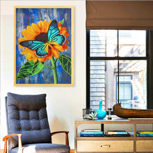 Charger l&#39;image dans la galerie, Papillon Tournesol Spécial En Forme De Cristal Diamant Peinture 30*40cm
