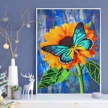 Charger l&#39;image dans la galerie, Papillon Tournesol Spécial En Forme De Cristal Diamant Peinture 30*40cm
