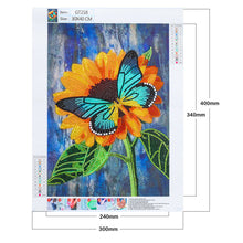 Charger l&#39;image dans la galerie, Papillon Tournesol Spécial En Forme De Cristal Diamant Peinture 30*40cm
