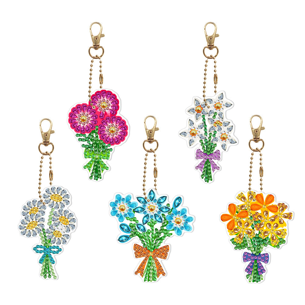 5piècesBouquet Double face Porte-clés