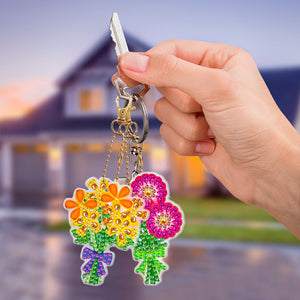 5piècesBouquet Double face Porte-clés