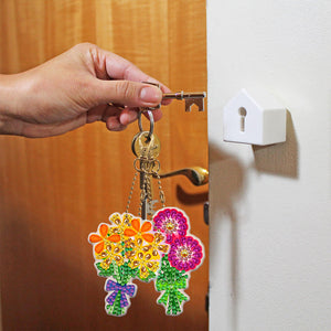 5piècesBouquet Double face Porte-clés