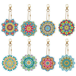 8pièces Mandala Double face Porte-clés