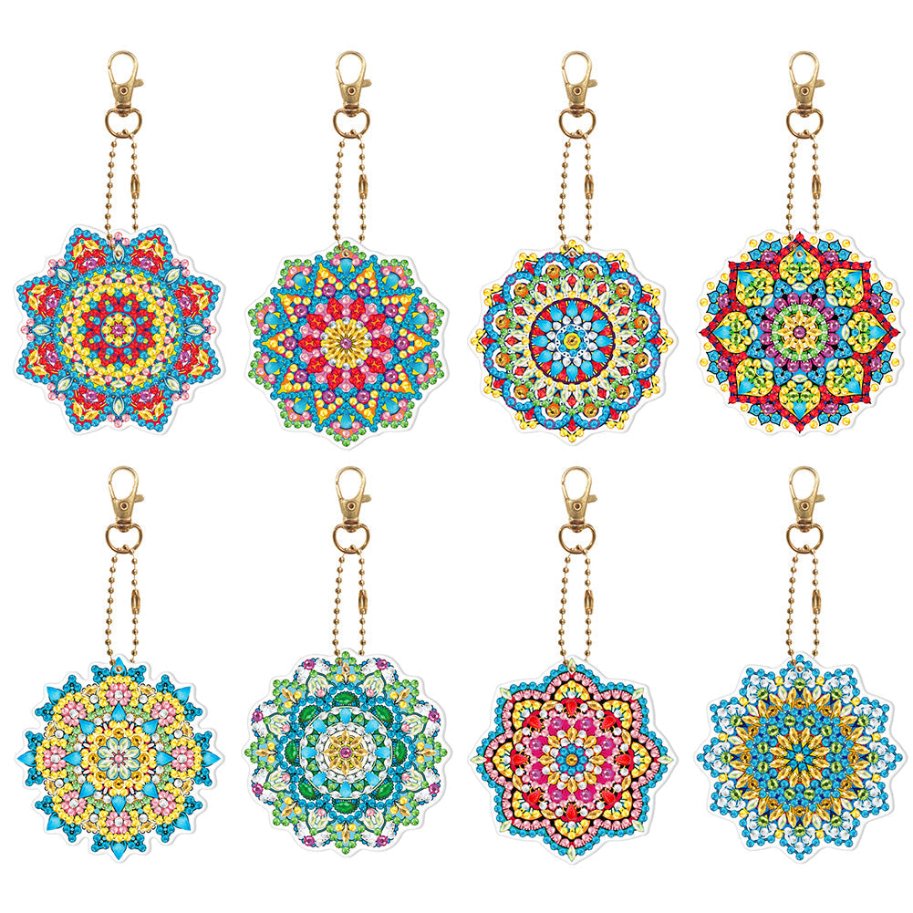 8pièces Mandala Double face Porte-clés