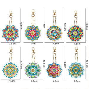 8pièces Mandala Double face Porte-clés