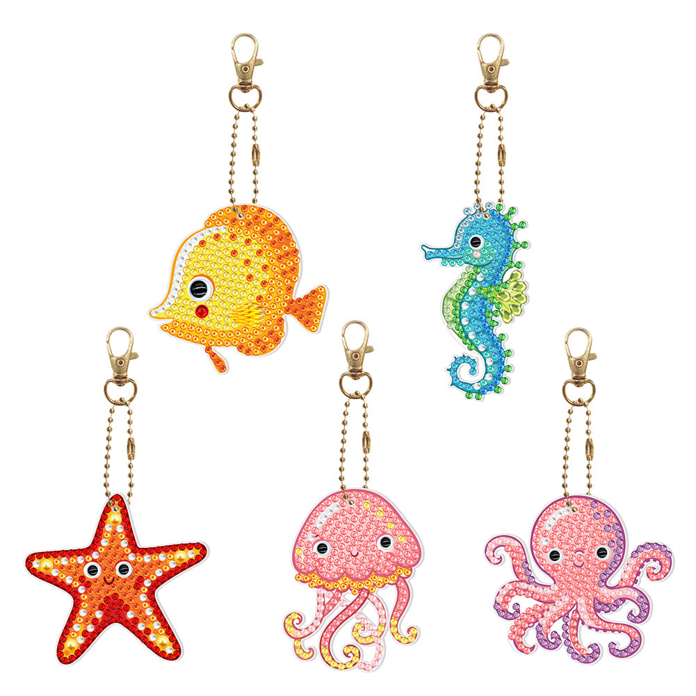 5pièces Créatures aquatiques Double face Porte-clés
