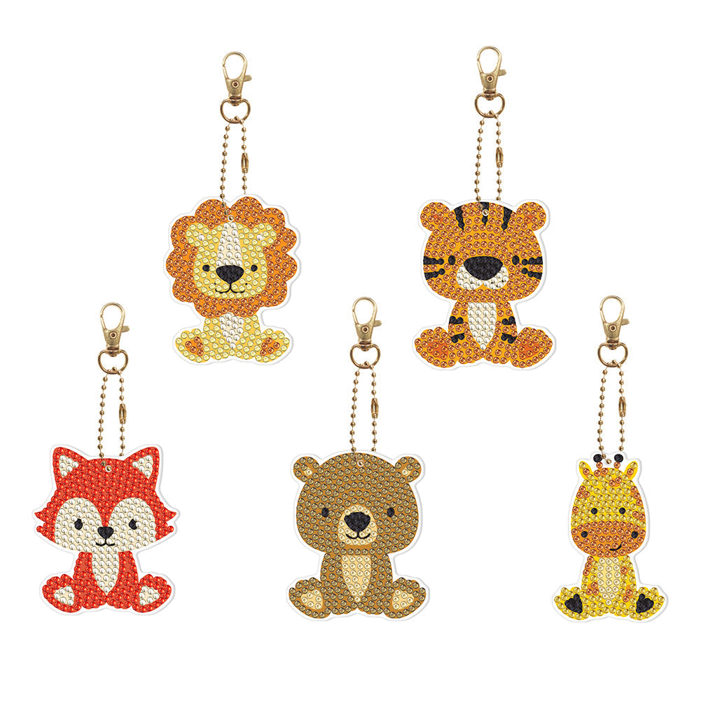 5pièces Animaux Lion Double face Porte-clés