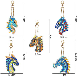 5pièces Dragon Double face Porte-clés