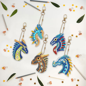 5pièces Dragon Double face Porte-clés