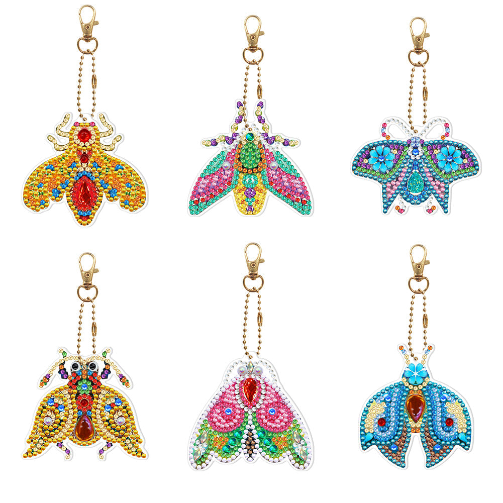 6pièces Insecte Double face Porte-clés