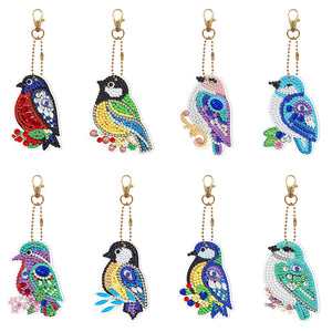 8pièces Oiseau Double face Porte-clés