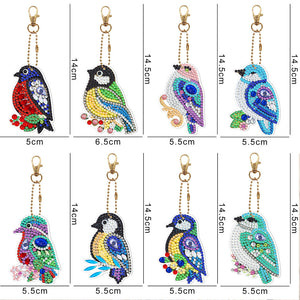 8pièces Oiseau Double face Porte-clés